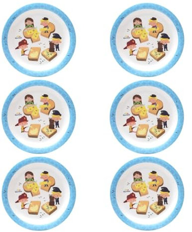 Bütic GmbH BlueBand - Platos llanos de melamina para niños, platos hondos con motivos profesionales, 6 platos llanos, color azul