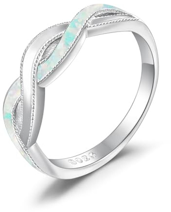 Zeuslia Twisted Infinity Opal Ring für Frauen Sterling Silber Hochzeitsverpflichtungsringe Opal Infinity Hochzeitstag Geburtstag Schmuck Geschenke für Frau Freundin Mutter