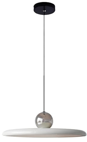 S-Cevada Moderne 40cm LED Pendelleuchte Dimmbar Vintage Metall Hängeleuchte mit Farbiger Fassung für Schlafzimmer Kücheninsel Wohnzimmer Flur Esszimmer (Silber+Weiß)
