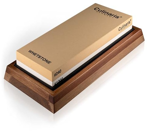 Culinaris Schleifstein | Nass-Schleifstein | Set 5-teilig | 240/1000 | Schleifstein für Grob- und Feinschliff