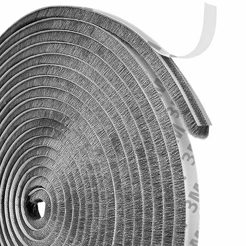 Jyvex 7M Bürstendichtung Türdichtung Selbstklebend, 9mmx5mm Dichtungsstreifen für Tür,Türdichtung Unten, Bürstendichtung Rolladenkasten, Zugluftstopper für Türen
