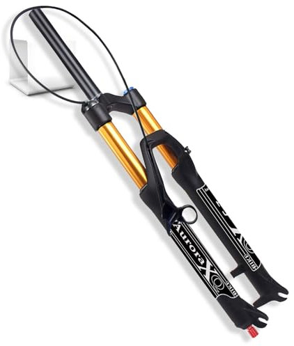 AuroraXQ Forcella Ammortizzata for Bici 26/27,5/29 Pollici 140mm Viaggio, Forcella Anteriore for Mountain Bike in Lega di Magnesio 9mm QR for AM XC MTB Downhill Cycling(Straight Remote,26 Pollici)