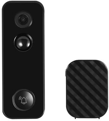 Loohacp Intelligente TüRklingel,TüRklingel Mit Kamera,3mp TüRklingel,3mp Digitale Weitwinkel-Dynamik TüRklingel,TüRklingel Mit Kamera Kabellos,110° Weitwinkel,Mit Eingebautem Akku (Schwarz)