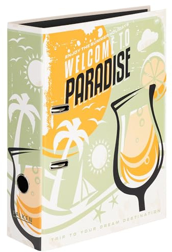 Falken Retro-Ordner Paradise, Made in Germany, 8 cm breit DIN A4 schwarzer Innenspiegel, glanzkaschierter Außenbezug Social Media 1 Stück