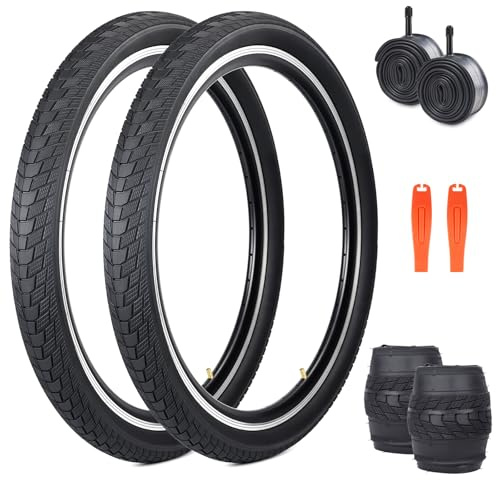 ZUKKA 2Pcs Faltbarer Reifen 20/26/27.5x2.20 Mantel und 2Pcs 20/26/27.5 Zoll Schlauch AV35mm Ventil für Kinderfahrrad, MTB Mountainbike, MX Freestyle Pendlerfahrrad