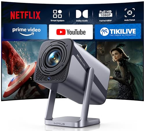 Mini 4K Projector【Netflix Included/Dolby Audio/4K Decoding】30000Lumen Smart FHD 1080P Portable Short Throw Projector,Auto Focus WiFi6 Bluetooth5.4 360° Rotatable Projectors for Bedroom,Outdoor,Gifts