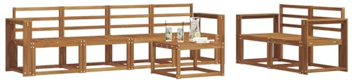 vidaXL Outdoor-Sofagarnitur 7 pcs Natur Massivholz Akazie, Akazienholz Garten-Sofa-Set, Moderne Gartenmöbel, langlebige Couch, schicke Lounge, ergonomisches Design