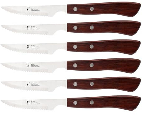 San Ignacio Cuchillo chuletero 10cm acero inoxidable Pakka, SET DE 6