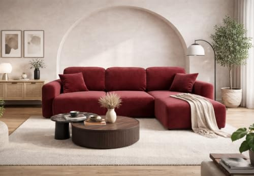 Imebel Ecksofa L-Form, Rot, Rechts | Schlaffunktion, Bettkasten