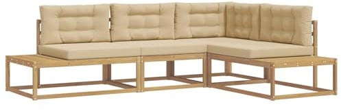 vidaXL Outdoor-Sofagarnitur Weiß 277,5 x 198,5 x 73 cm Polyester, Garten und Terrasse, modernes wetterfestes Sofa, Akazien-Sitzgruppe, Lounge-Möbel für entspannte Stunden