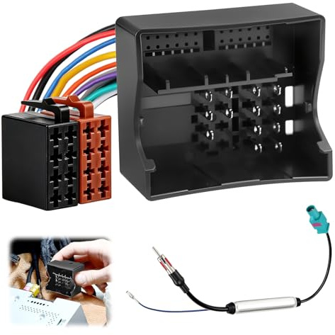 Câble Adaptateur Autoradio Quadlock ISO Compatible avec VW Audi Skoda | Faisceau Quadlock avec Adaptateur d'Antenne Fakra DIN et Amplificateur de Signal pour Installation Plug & Play