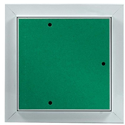 MW multi werkzeug Revisionsklappe 150 x 150 mm mit 12,5mm GK-Einlage imprägniert für Feuchtraum geeignet Aluminium-Rahmen weiß pulverbeschichtet 15 x 15 cm