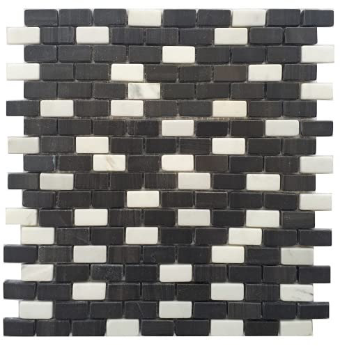Naturstein Matte Mosaik 30x30 Schwarz Weiss Bordüre Fliesen Stäbchen Marmor M617