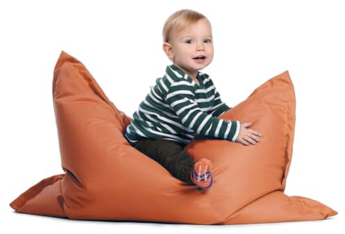 sunnypillow S Sitzsack, Outdoor & Indoor 100 x 70 cm mit 60L Styropor Füllung Sessel für Kinder & Erwachsene Sitzkissen Sofa Beanbag viele Farben und Größen zur Auswahl Orange