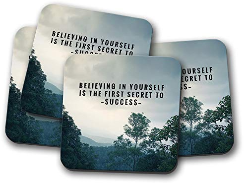 4 Set - Believe in Yourself Coaster - Inspirational Quote Motivation #16966