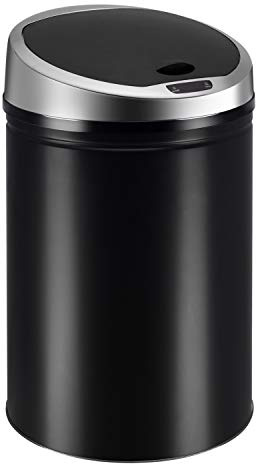 Ribelli Edelstahl Mülleimer 60 Liter- Abfalleimer mit Sensor - automatisches Öffnen und Schließen - Klemmring für Müllbeutel - Abnehmbarer Deckel - mit LED-Funktionsanzeige (schwarz)