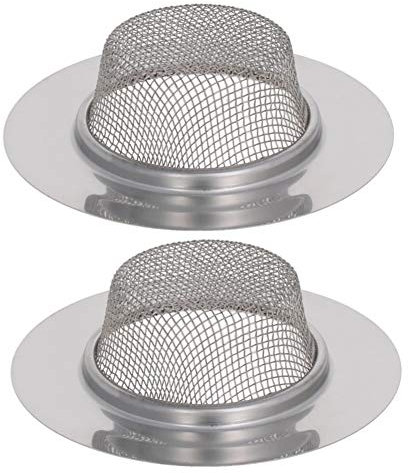 MroMax 2Pcs Sink Mesh Strainer 90mm Diameter Fine Mesh Net Metal Sink Strainer Stainless Steel Slop Basket Filter Trap Bathroom Sink Drain Strainer Medium Silver Tone
