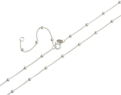 Cadena para el vientre, cadena para bikini, guisante con bolas, ancho 1,3 mm, plata 925, longitud a elegir entre 65 y 110 cm, Plata de