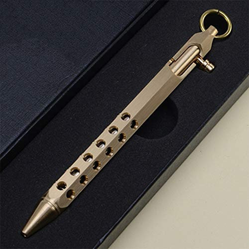 0.5 mm Messing Unterschrift Stift, Retro Stil Anti Rutsch Kugelschreiber Tragbare Zarte Vintage Kugelschreiber Executive Pens für Business Signatur und Sammlung (Messing Primärfarbe)