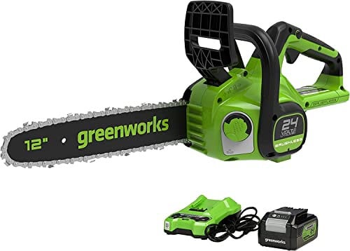 Greenworks GD24CS30K4 Motosega a Batteria con Motore Brushless, Lunghezza Barra 30cm, Velocità Catena 7,8m/s, Auto-Lubrificante, Anti Contraccolpi, Batteria 24V 4Ah e Caricabatterie, Garanzia 3 Anni