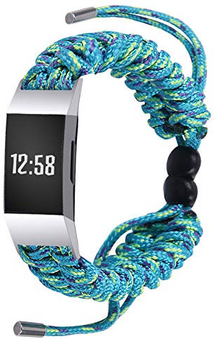 TopTen Schmuck-Uhrenarmband kompatibel für Fitbit Charge 3/Charge 4 Fitness-Armband, Edelstahl-Armband, Ersatz-Zubehör, verstellbares Handgelenkband (blau)