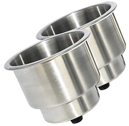 Yuanhe Lot de 2 Porte-gobelets en Acier Inoxydable avec Drain pour Bateau, Camping-Car, Bateau