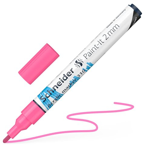 Schneider 120109 Paint-It Acrylstift (mit 2 mm Rundspitze, hochdeckende Acrylfarben für Holz, Leinwand, Stein uvm.) 1 Stück, pink