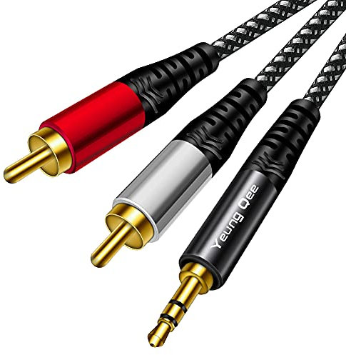 Yeung Qee,Cable de audio RCA de 3.5 mm a 2 RCA de 0.5 m, altavoces, HDTV (50 cm)