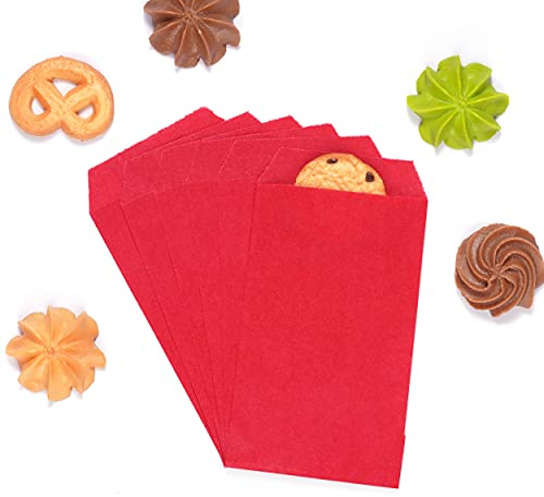 Quotidian Rot Flach Klein Kraftpapier Taschen 3 x 5 (8 x 13,3cm) 100 Stück - Seife Hochzeitskarten Briefmarken Partygeschenk