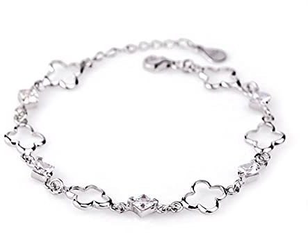Lafeil 925 Sterling Silber Einstellbar Armband Damen Vierblatt Klee Grenzgrenze Diamant Kette Hoher Schmuck Einzigartiges Glück Geschenk Für Liebhaber Frau Mutterliebhaber Freund