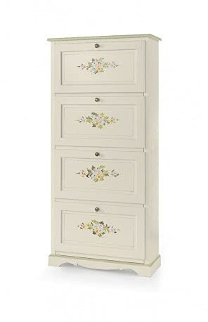 Mar.c.a. Design - Scarpiera in Legno Arte Povera Alta 4 Ante - Scarpiera Capiente 79x30x170 cm - Made in Italy