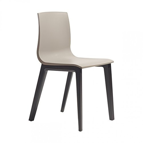 Stuhl Modell Smililla aus Tecnopolymer, 2-teiliges Set für Küche, Esszimmer, Restaurants, Hotels, Bars, Pubs, Pizzerien (Buche Smoke und Taupe)