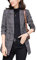ebossy Damen Reverskragen 2 Knöpfe Boyfriend Blazer Anzug Hahnentritt Plaid Jacke Mantel, Y-dark grey, Medium