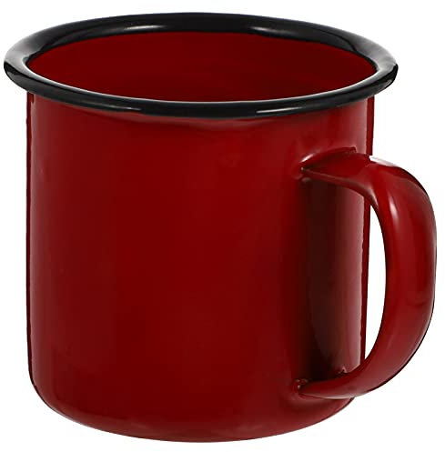 HEMOTON Camping Geschirr Emailwaren Becher Emaille Camping Becher Vintage Eisen Metall Tasse Retro Wein Tasse Becher für Tee Milch Saft Getränke Whisky Weihnachten Geschenke Rot Kaffeebecher