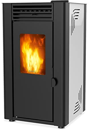 SUPRA ORPHÉE 8 BLANC - Stufa a pellet, 8kW, alta efficienza, capacità di deposito 15kg, sistema di pulizia, autonomia fino a 22 ore, bianco
