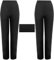 2 Pack Womens Straight Leg Trousers Finely Soft Ribbed Stretch Pull On Ladies Pants Casual Full Elasticated Waist Bottoms (Black 24/27)