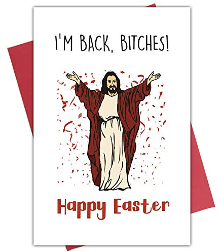 Kirynurd Lustige Osterkarte, Frohe Ostern Karte, Jesus Ostern Grußkarte, lustige Osterkarte für Freunde Familienmitglieder