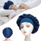 Haarhaube zum Schlafen, Satinhaube, Nachtschlafkappe, Seidenhaube für Frauen und Mädchen, Haarpflege, Schlafkopfabdeckung, elastischer Hut, Haarhaube für schwarzes Haar, lockiges Haar (1 Blau)