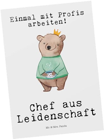 Mr. & Mrs. Panda Postkarte Chef Leidenschaft - Geschenk, Führungskraft, Ansichtskarten, Geschenkkarte, Abschied, Geburtstagskarte, Beruf,