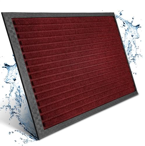 Bodenständig Fußmatte außen - extrem rutschfest & langlebig - Fußabtreter außenbereich dunkel rot 60x90cm - Türmatte in Perfekter Größe für die Haustür - Fussmatte aussen - Türvorleger gestreift