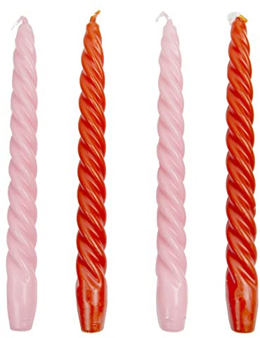 Lot de 4 Bougies Coniques torsadées en Spirale Italienne, pour la Saint-Valentin, Tables à Tabling, Rose et Orange