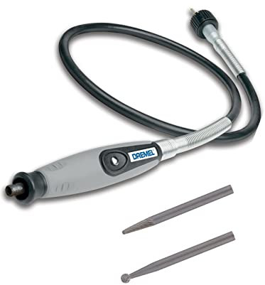 Dremel 225 Biegsame Welle für Dremel Multifunktionswerkzeuge + 2 Zubehör (9905 Wolfram Karbid Fräser rund, 9910 Wolfram Karbid Fräser mit Speerspitze) - Klassisch, 1er Pack