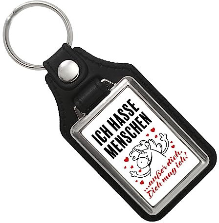 Ich hasse Menschen außer dich Einhorn Schlüsselanhänger mit Kunstleder-Anhänger eine super Unicorn Geschenkidee zum Valentinstag für gute Freunde oder Pärchen mit besonderem Humor