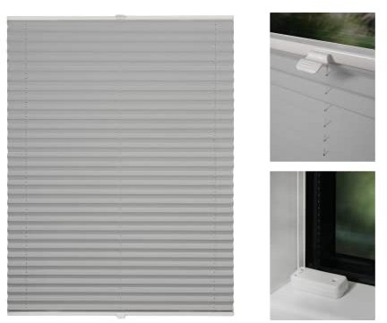 metablo Thermoplissee nach Maß Plissee zum Bohren Innendekoration Sicht und Sonnenschutz Wärmeschutz Fensterplissee für viele Gößen Silber B: 30-40 cm, H: 40-100 cm