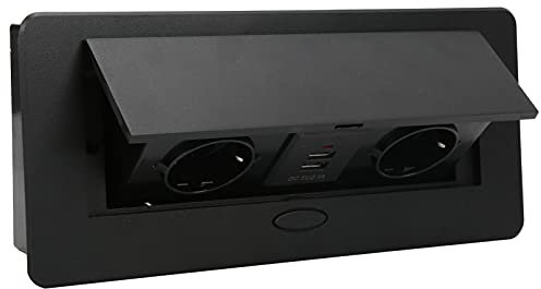 Toma de Corriente de Escritorio Enchufe Dual de la UE Incorporado + USB Dual con Indicador LED de Amortiguación de Rebote Lento AC250V 16A para Mesa de Escritorio Cómoda Armario