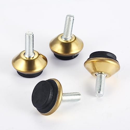 RENKTE Adjustable Furniture Leg M6 Thread Furniture Levelers Table Leveling Feet Pad Black Base For Tables Chairs Cabinets Riser 4pcs (Color : Gold)