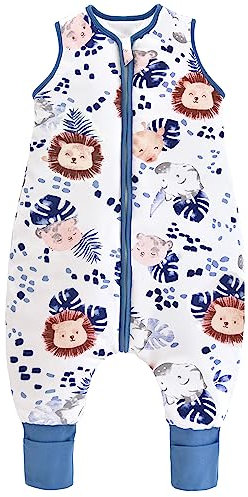 Chilsuessy Baby Schlafsack mit Beinen 2.5 Tog Winter Schlafsack Unisex Ganzjahres Schlafsack mit Füßen Babyschlafsack Schlafsack Kinder, Dschungel Löwe, 80cm/Baby Höhe 85-95cm