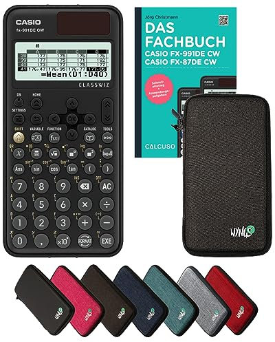 Casio fx-991DE CW inkl. Schutztasche Dunkelgrau & Fachbuch (160 Seiten, DIN A5) – Wissenschaftlicher Rechner – Smart Set