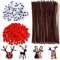 LYNBLY 500 Stück Pfeifenreiniger Set, 200 Stück Wackelaugen Selbstklebend, 200 Stück Rote Pom Poms,100 Stück Braune Pfeifenreiniger, für Weihnachten Rentieren Bastelzubehör Kinder Handwerk Deko