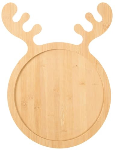 Vassoio in legno per antipasti, a forma di corna di cervo, rotondo, per sushi, salumi, snack, dessert, caramelle, per Natale, casa, cucina, 15,2 x 11,8 x 0,59 cm